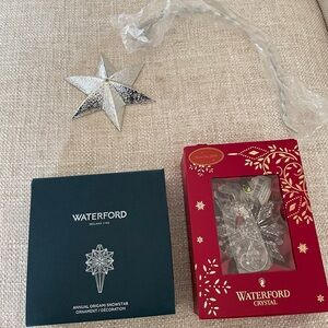 Group (2) of Waterford ornaments with stand (all new)